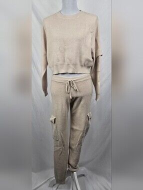 Sage + Stone Magic Stone Waffle Knit Sporty 2pc Cargo Sweat Set sz S  NWOT
